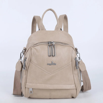 Damen-Schulrucksack Mit Mehrfachfächern Und Einfarbigem Design Für Schule Und Freizeit