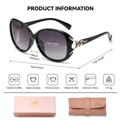 Damen-Sonnenbrille oval Fuchs-Stil polarisiert UV400 photochrom