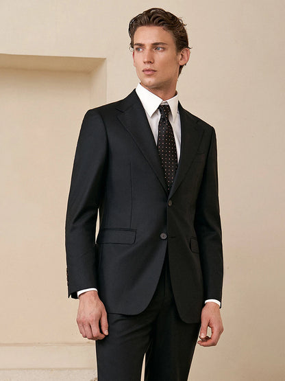 Doppelreihiger Herrenanzug im Korea-Stil – Slim Fit mit Streifenmuster in Blau, Grau, Schwarz oder Braun, ideal für Hochzeiten und formelle Anlässe.