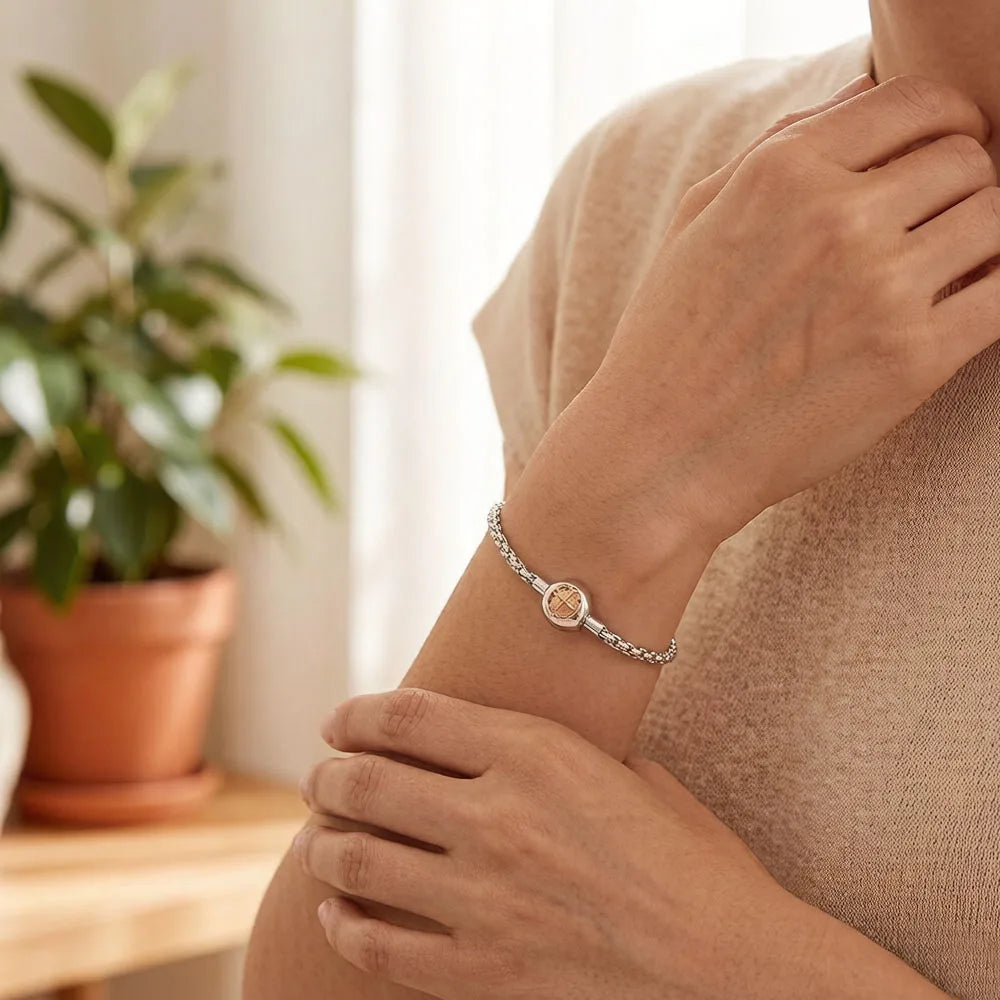 Damen-Armband Roségold Gliederkette Karma DIY trendig aus Sterlingsilber