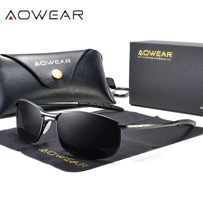 AOWEAR Retro Polarisierte Spiegel Sonnenbrille für Mann Frauen Vintage Sonnenbrille Herren UV400 Leichte Fahrbrille mit Etui