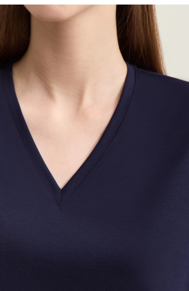 Damen Kurzarm-T-Shirts mit V-Ausschnitt und Sonnenschutz für kühles Gefühl