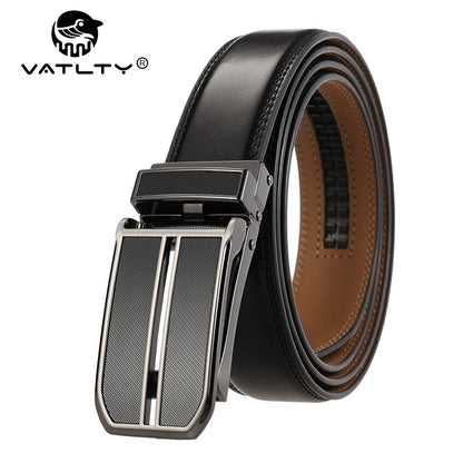 VATLY Echter Ledergürtel Herren 3cm Dünn Automatik-Schnalle Braun 130cm