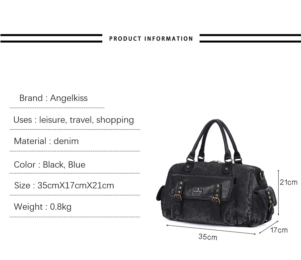 Damen-Satchel-Tasche Aus Denim Mit Obergriff Großes Fassungsvermögen Alltagstauglich