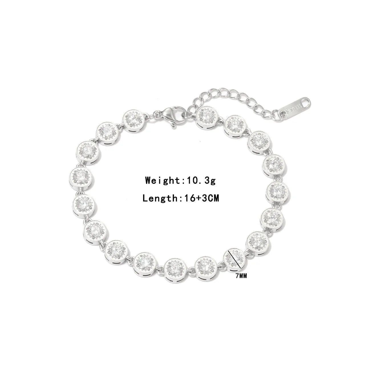 Damen-Charm-Armband mit Zirkonia-Kette aus Edelstahl