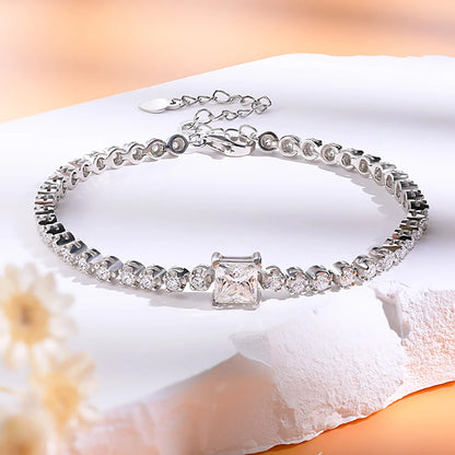 Damen-Tennisarmband Princess Cut mit Moissanit