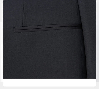 Eleganter Herrenanzug aus 30% Wolle: Schwarzer Slim Fit Ein-Knopf-Blazer für Hochzeiten und Feiern