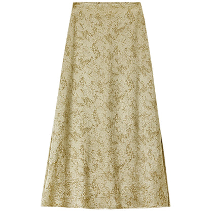 Damen Midi Rock im chinesischen Stil mit eleganter Schnürung und Schlitz