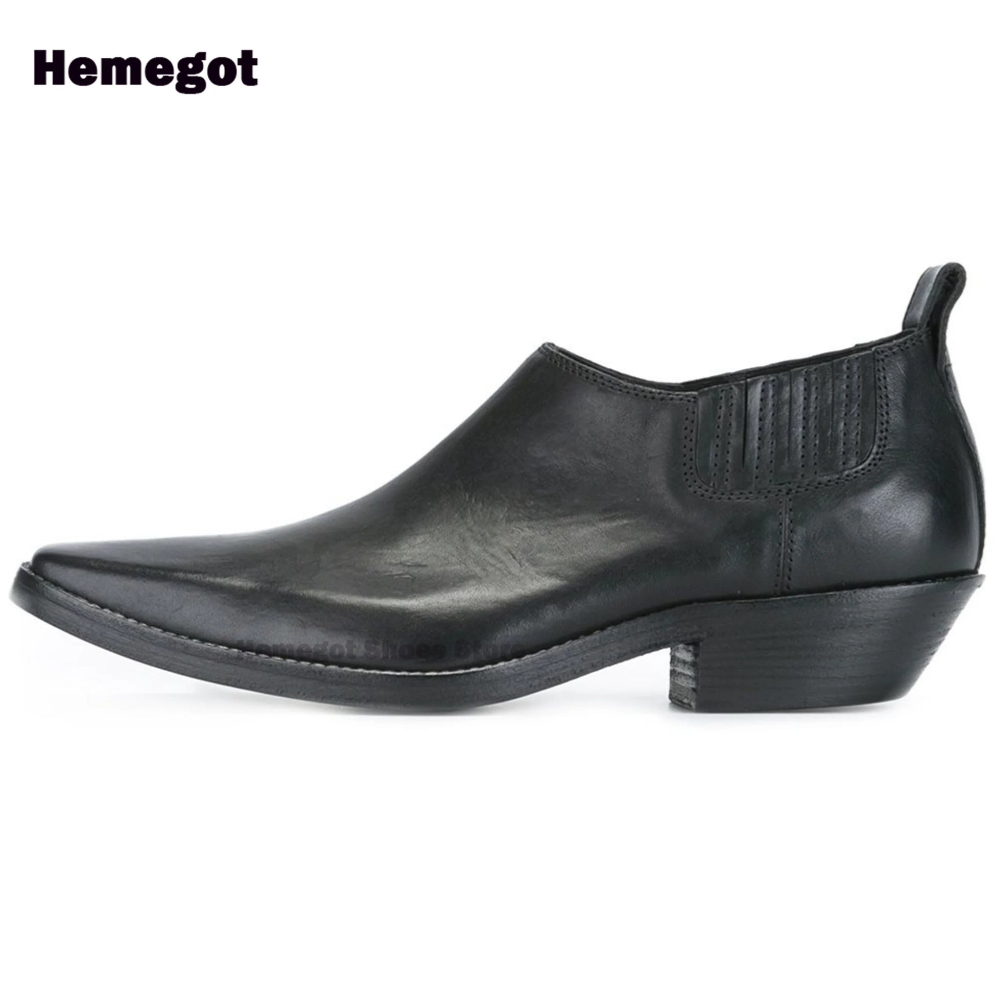Chelsea-Boots für Herren, schwarz, seitlicher Elastikeinsatz, niedriger Absatz