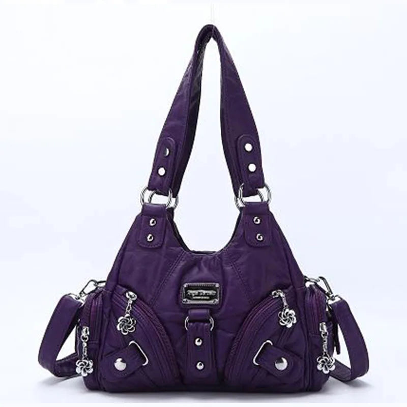 Damen-Hobo-Tasche aus Leder im Retro-Distressed Stil mit viel Stauraum und mehrfachen Innenfächern