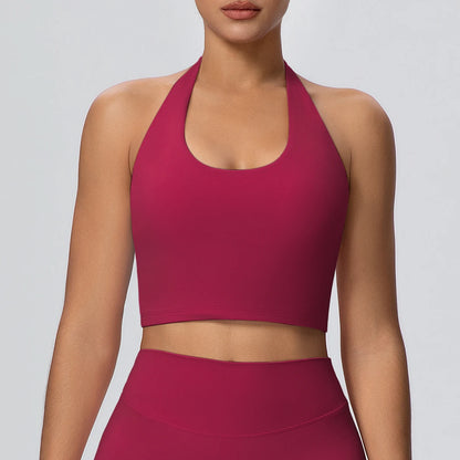 Rotes Yoga-Sporttop mit U-Ausschnitt und Racerback-Trägern