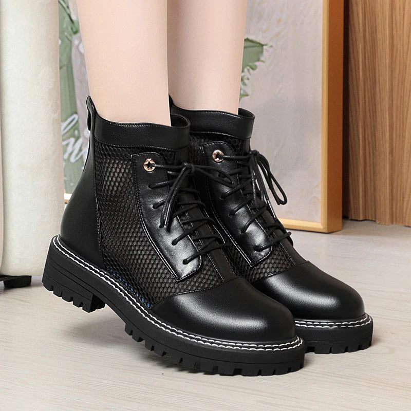 Damen Schnürstiefel Britisch Stil Coole 41-42