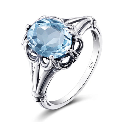 Damen-Eheringe Vintage Stil Aus 925er Sterlingsilber Mit Granatkristall Und Zirkonia
