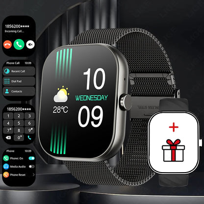 LIGE Neue Smartwatch mit Sprachanruf, ultragroßer 2,01'' HD-Bildschirm, 24-Stunden-Gesundheitsmonitor, Smartwatch, 100+ Sportmodi, modische Zifferblätter