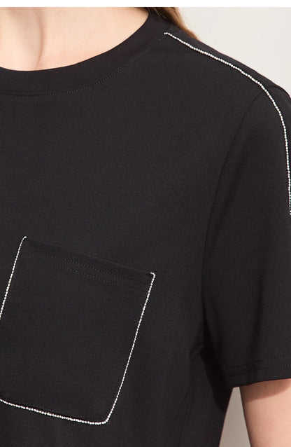 Damen Sommer-T-Shirts im minimalistischen Stil mit O-Ausschnitt und kurzen Ärmeln