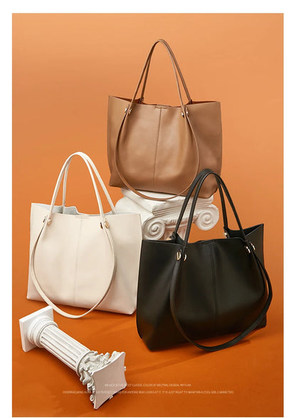 Damen Schultertasche Aus Splitleder Retro-Stil Großes Fassungsvermögen