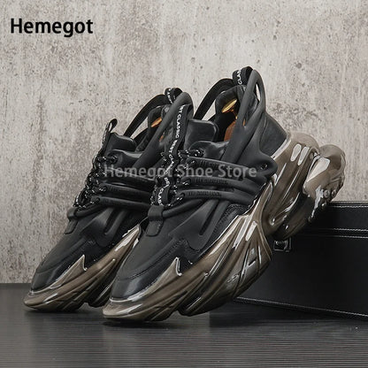 Thick-Soled Cowhide Casual Shoes for Men Inner Heightening Sports Shoes Men's Genuine Leather Shoes Black Cool Shoes New In