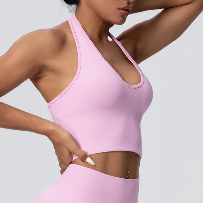 Sporttop mit Polstern, ärmellos, Racerback-Optik, rosafarben