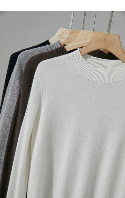 Damen-Rollkragenpullover Wolle-Kaschmir locker Herbst