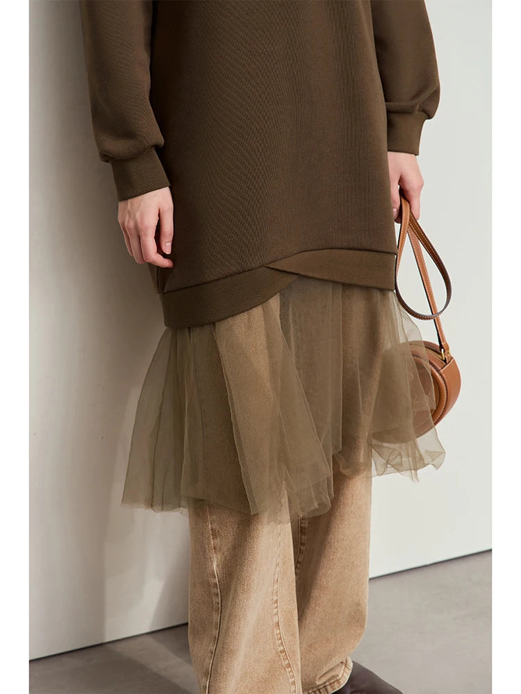 Elegantes Damen Strickkleid Mit Langen Ärmeln Für Den Winter