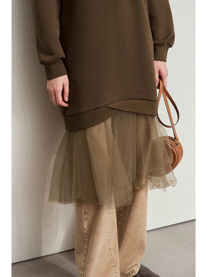 Elegantes Damen Strickkleid Mit Langen Ärmeln Für Den Winter