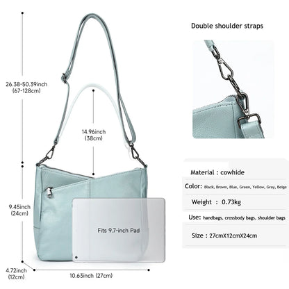 Damen-Schultertasche aus Leder schwarz großzügige Kapazität mit Reißverschluss Innenfach Alltagsbegleiter