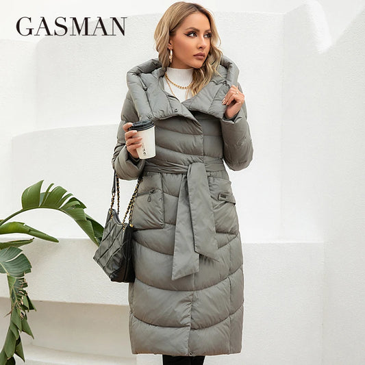 Lange Damen-Winterjacke mit großen Taschen, winddicht und warm, hochwertiger Parka-Mantel.