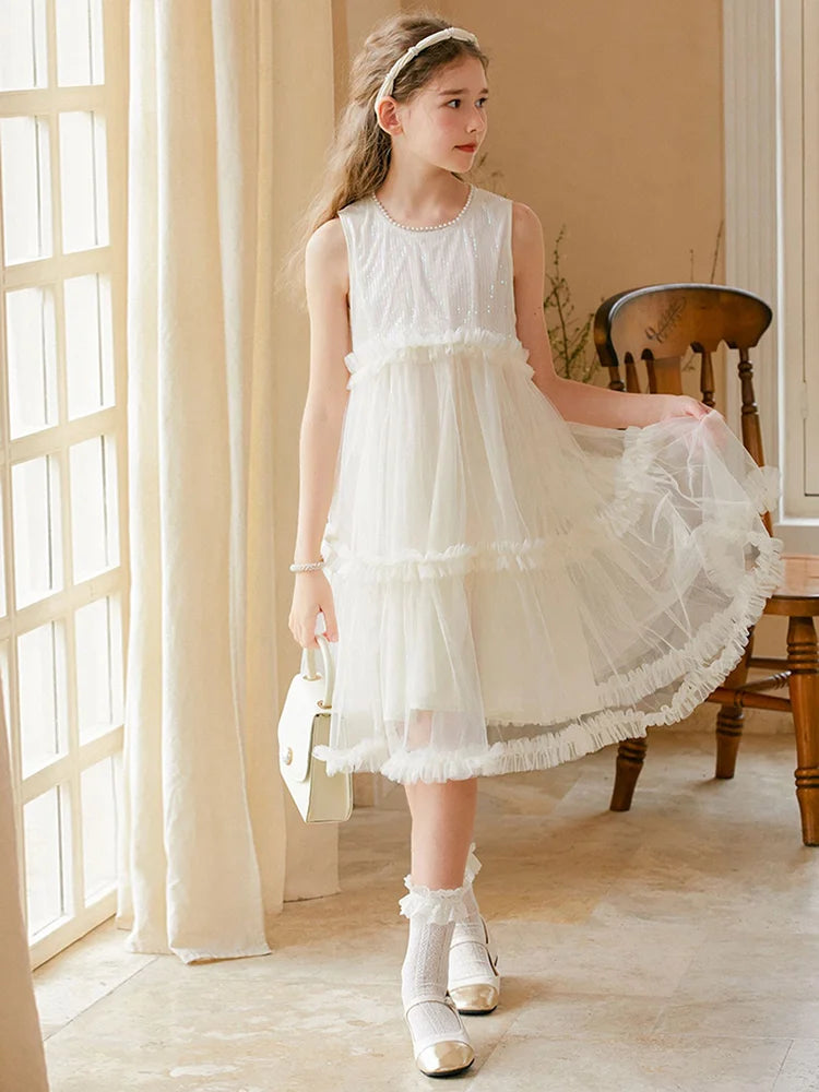 Ärmelloses Sommerkleid für Mädchen in Hellgelb – ideal für Geburtstage, Hochzeiten und festliche Anlässe
