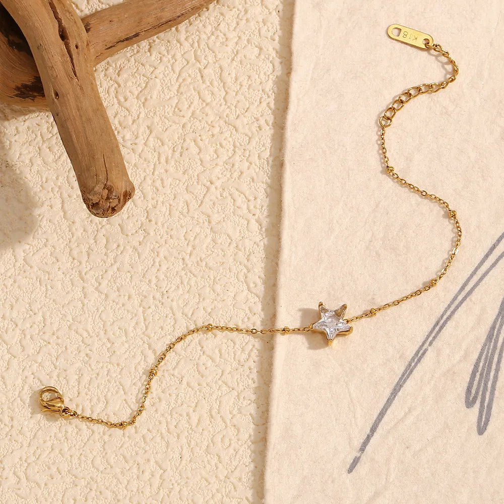 Damen-Armband mit Zirkon-Sternen aus Edelstahl