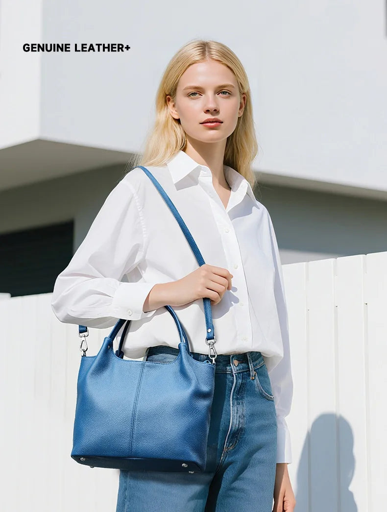 Damen-Leder-Handtasche Großes Fassungsvermögen mit Top-Griff und Vielseitig Einsetzbar