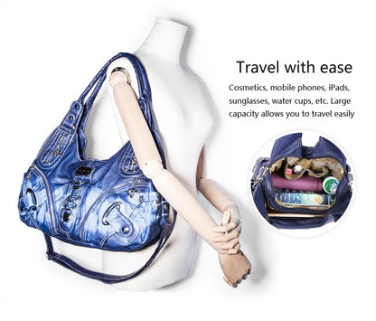 Damen-Schultertasche Vintage Stil mit Top-Griff große Handtasche für Alltag und Freizeit