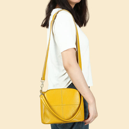 Damen-Schultertasche aus Leder Vintage Schwarz Großes Fassungsvermögen Crossbody-Tasche