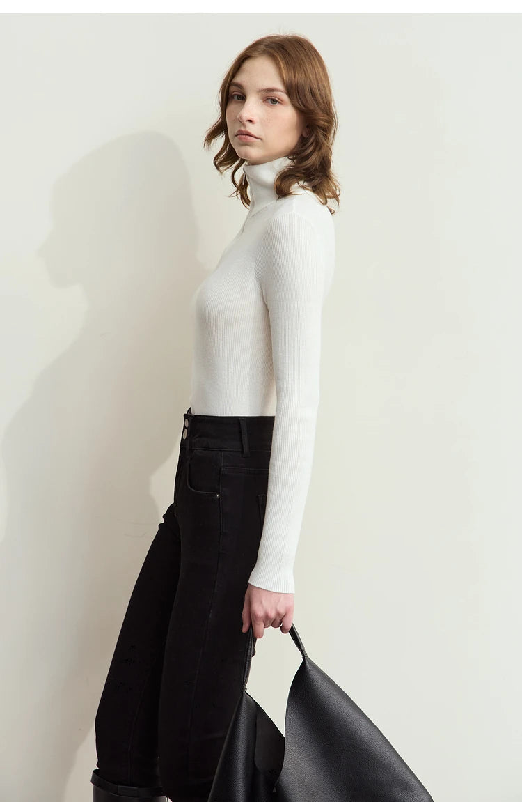 Damen-Strickjacke Stehkragen Reißverschluss Slim Streetwear Winter