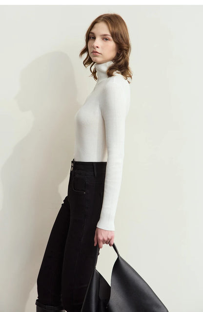 Damen-Strickjacke Stehkragen Reißverschluss Slim Streetwear Winter