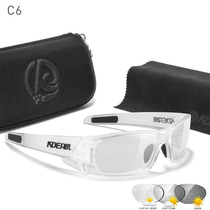 Sonnenbrille Angeln schwarz photochrom Nachtsicht Totenkopf-Etui Herren