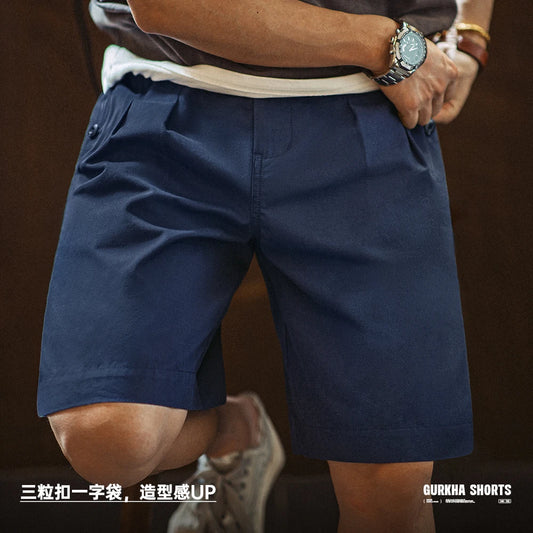 Herren Shorts im Retro-Stil mit doppelt plissee und gerader Passform