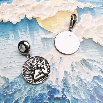 Damen-Charm-Anhänger Schutzengel Scheibe Disc aus Sterlingsilber