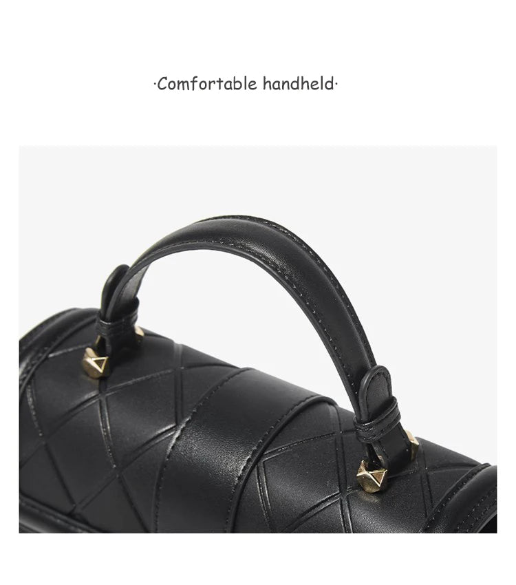 Damen Top-handle Tasche aus Split Leder mit Diamant-Gitter