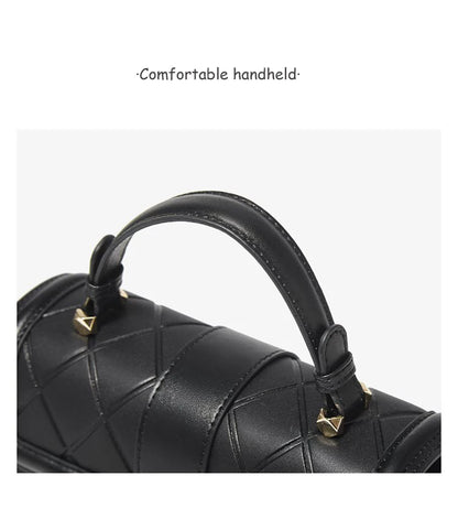 Damen Top-handle Tasche aus Split Leder mit Diamant-Gitter