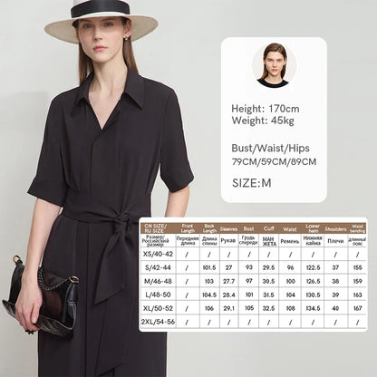 Damen Hemdkleid Mit Gürtel Elastisch Komfort Büro Elegant