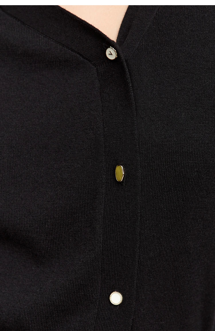 Damen-Strickjacke V-Ausschnitt chinesischer Stil Gürtel Langarm Herbst