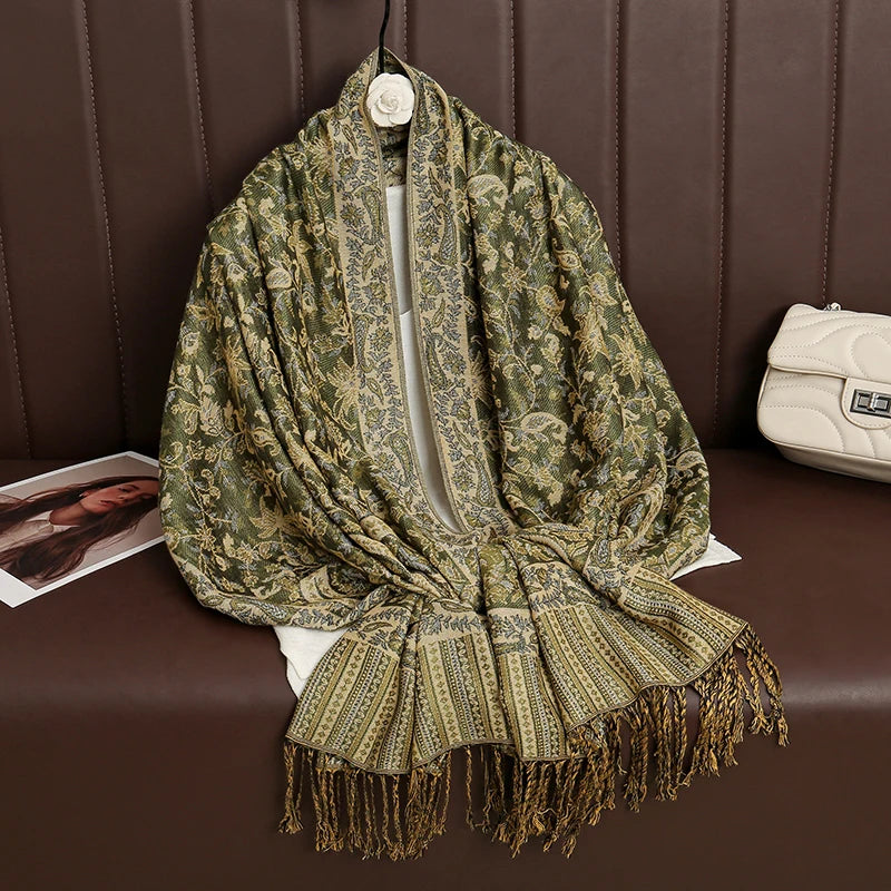 Damen Winterschal Kaschmir Jacquard Paisley lang Pashmina Bandana Foulard Luxus