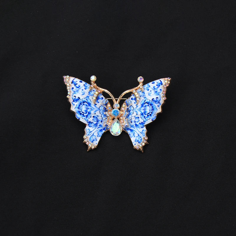 Brosche Emaille Porzellan Drache Schmetterling Frosch Krabbe Tier Reversnadel