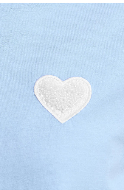 Damen T-Shirt im minimalistischen Stil mit bestickten Liebesperlen für den Sommer