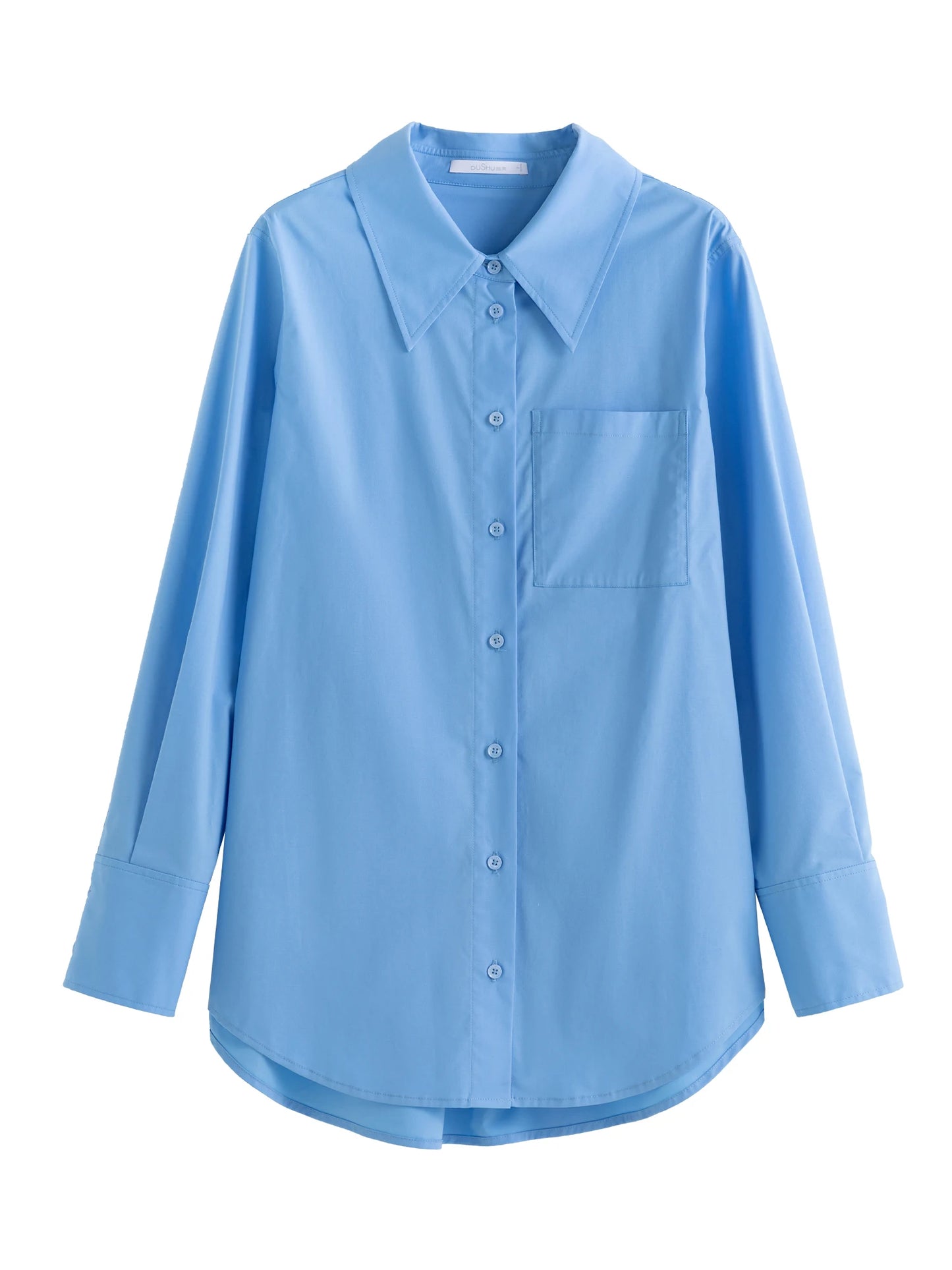 Damen-Bluse mit Peter-Pan-Kragen und Patchwork-Design in Schwarz und Rosa – Kurzarm-Oberteil aus Acetat.