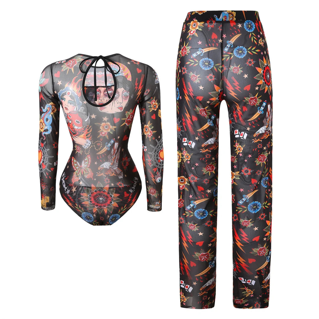 Damen-Hose mit Blumenmuster