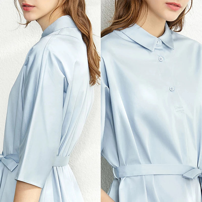 Elegantes Damen Hemdkleid Baumwolle Bequemer Fit Für Büro