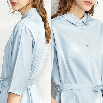 Elegantes Damen Hemdkleid Baumwolle Bequemer Fit Für Büro