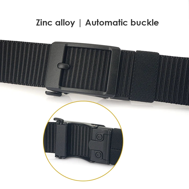 Herren-Gürtel aus Nylon 3,8 cm Breite verstellbar mit automatischer Schnalle für Alltag und Abenteuer