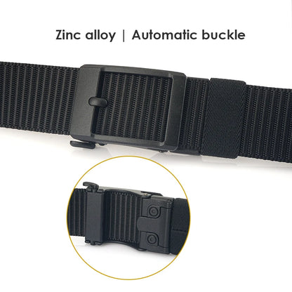 Herren-Gürtel aus Nylon 3,8 cm Breite verstellbar mit automatischer Schnalle für Alltag und Abenteuer